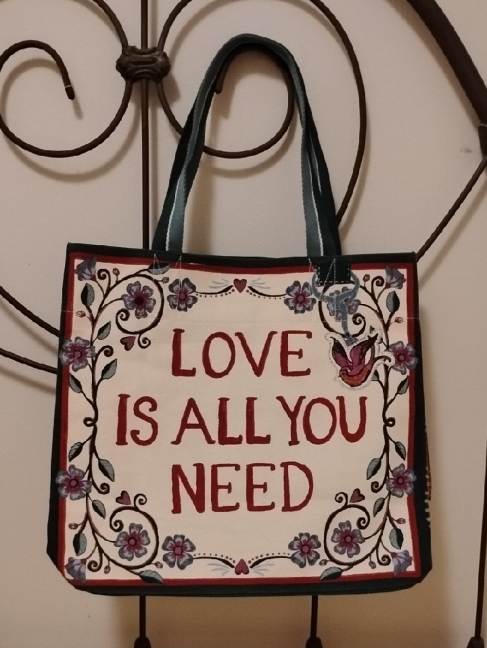 Brighton Bella Tile Canvas Tote Love Is All You Need NWT - Picture 2 of 5